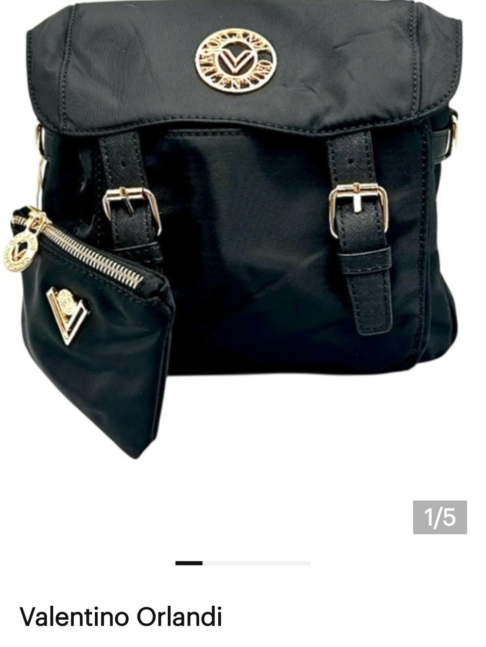 NWT! Valentino Orlandi Black Crossbody Bag w/Gold Hardware and Removable Pouch